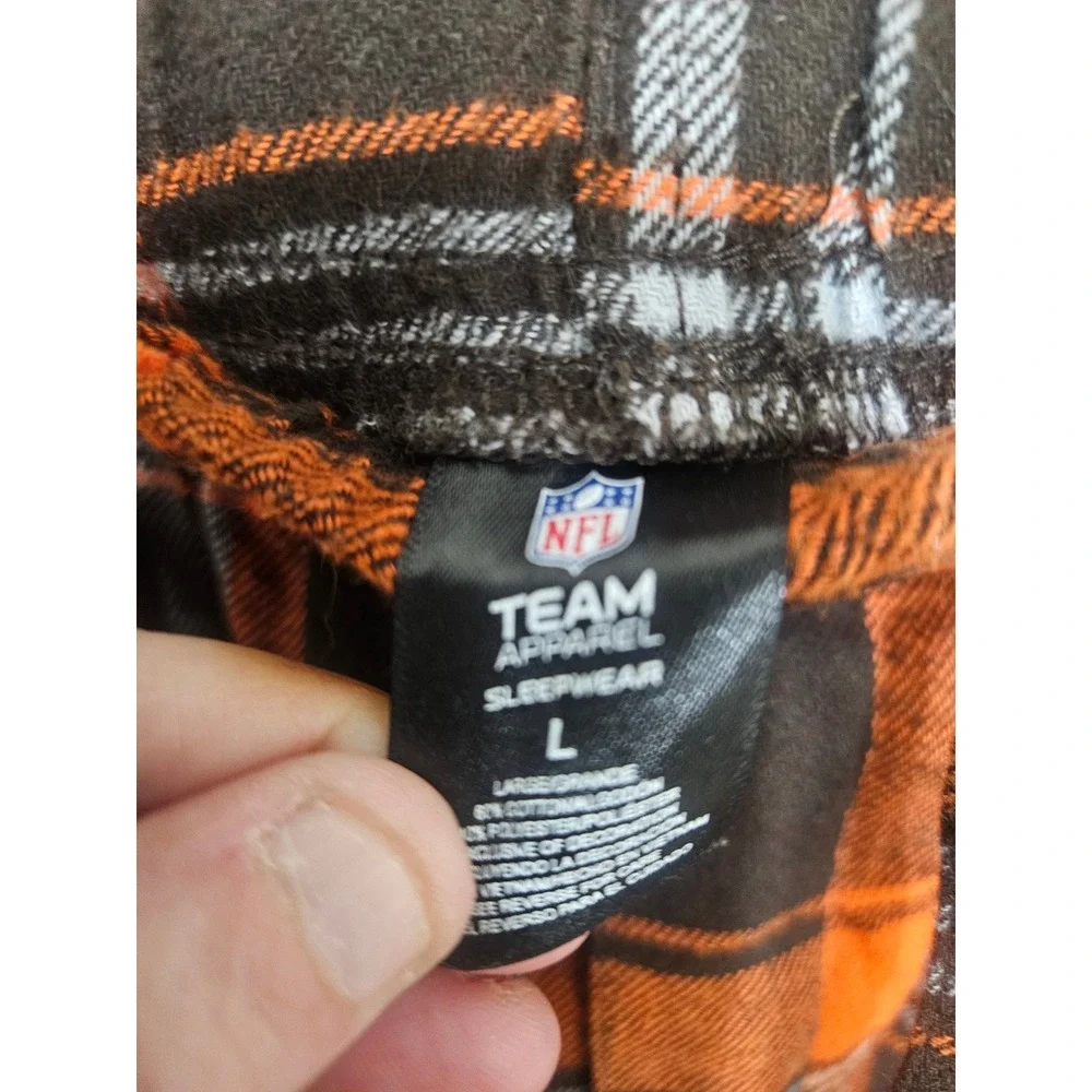 NFL Team Apparel Cleveland Browns Plaid Pajama Pants Mens Large Orange Brown NFL